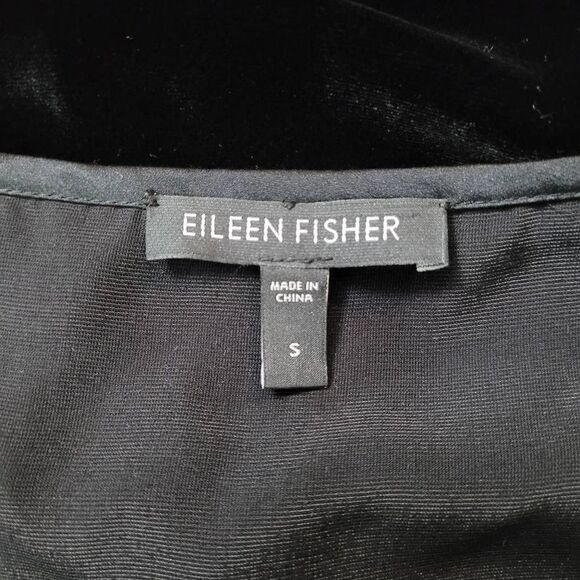 Eileen Fisher Black Velvet Tunic Top Sz S‎ Rayon Silk Sleeveless Relaxed Minimal - Picture 5 of 8